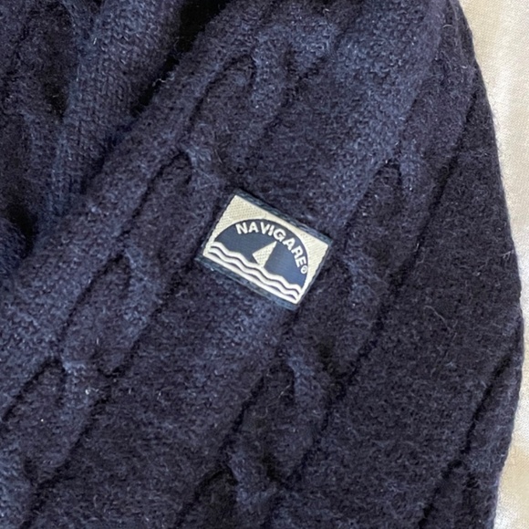 Navigare Men Crew-Neck Pullover Sweater L DARK Navy Merino Wool - Picture 3 of 6